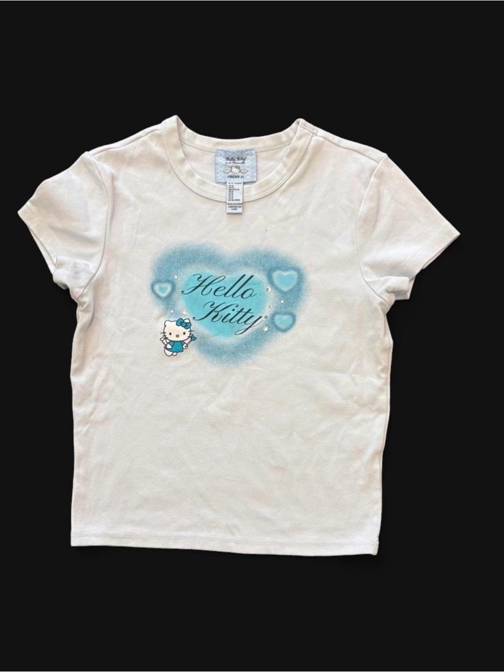 Forever 21 Light Blue Tee with Light Blue Hello Kitty Heart